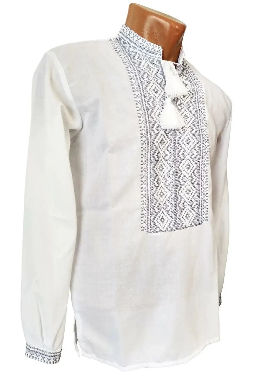 Winter Silver men's Ukrainian vyshyvanka