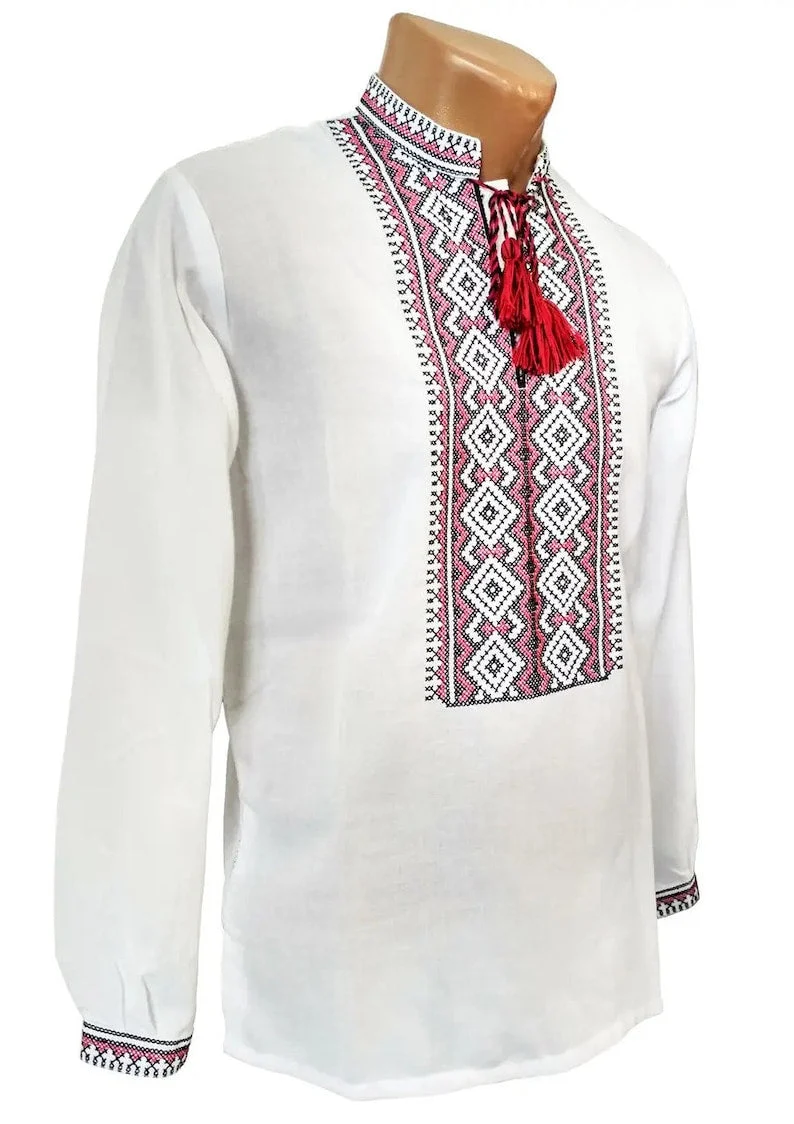 Crimson Diamond men's Ukrainian vyshyvanka