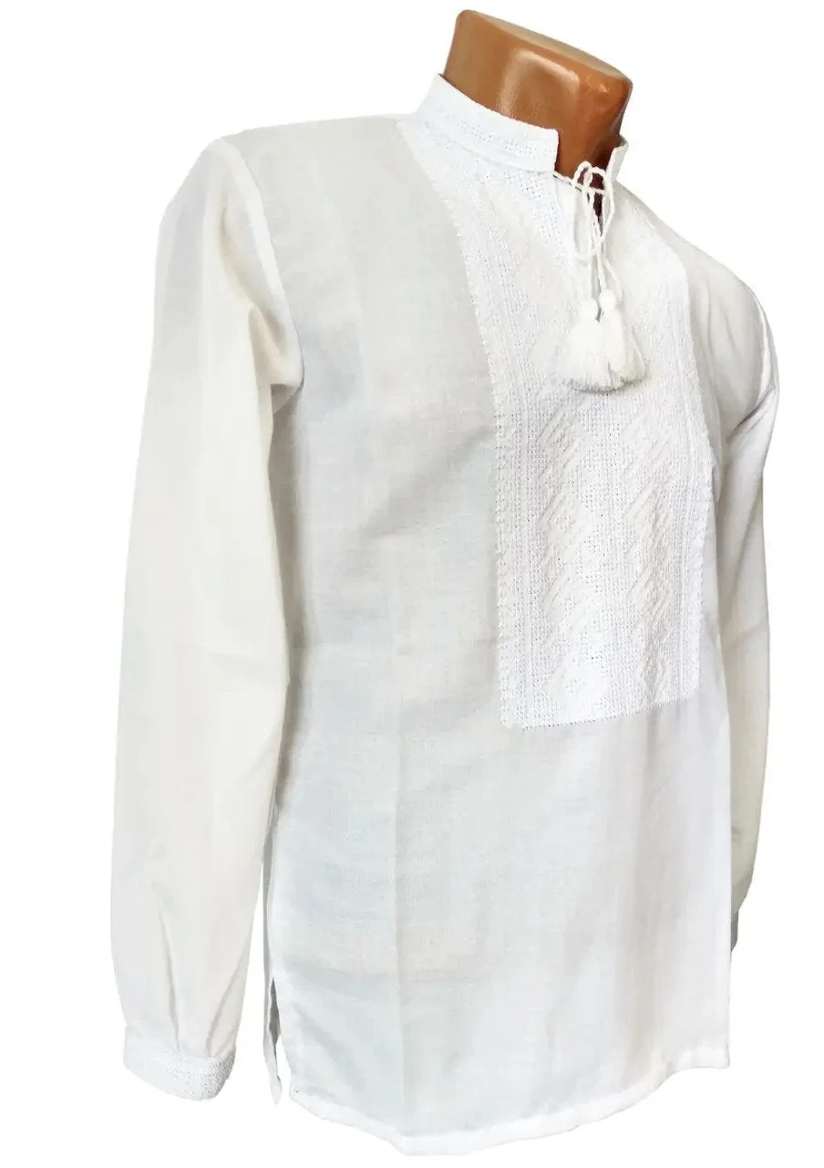 Ceremonial White men's Ukrainian vyshyvanka
